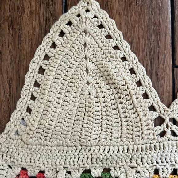 WoWo Crochet Knit Bralette Halter Granny Square Festival Tank Bra Large Top - Picture 4 of 8